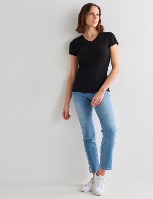 Bodycode V-Neck Cap Sleeve Tee, Black product photo View 03 L