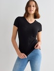 Bodycode V-Neck Cap Sleeve Tee, Black product photo View 05 S