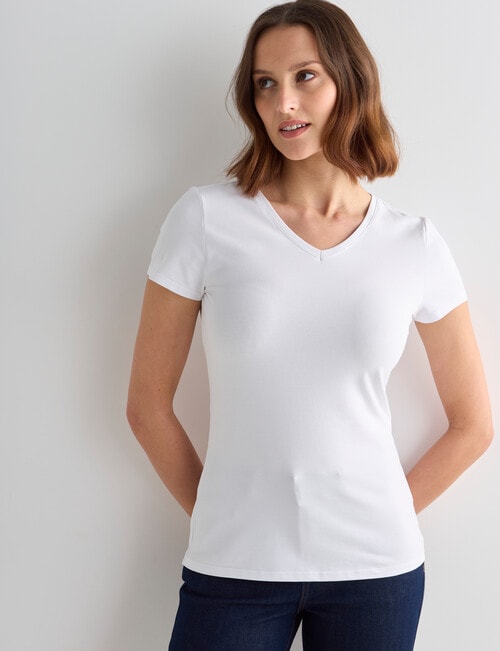 Bodycode V-Neck Cap Sleeve Tee, White product photo View 05 L