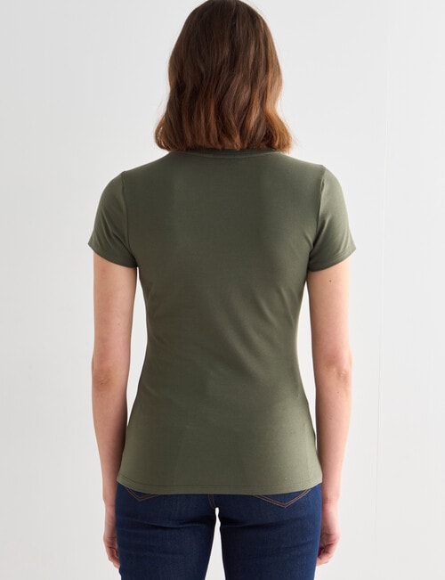 Bodycode V-Neck Cap Sleeve Tee, Olive product photo View 02 L