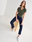 Bodycode V-Neck Cap Sleeve Tee, Olive product photo View 03 S