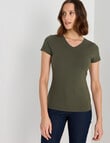 Bodycode V-Neck Cap Sleeve Tee, Olive product photo View 05 S