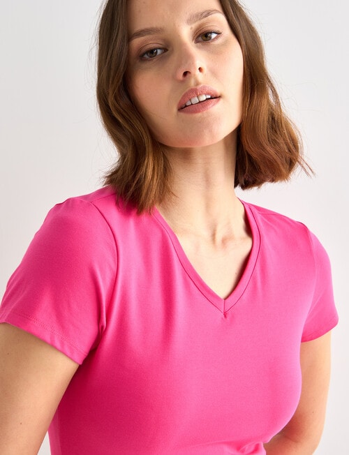 Bodycode V-Neck Cap Sleeve Tee, Carmine product photo View 04 L