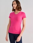 Bodycode V-Neck Cap Sleeve Tee, Carmine product photo View 05 S