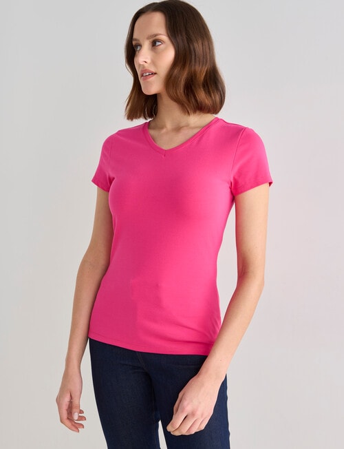 Bodycode V-Neck Cap Sleeve Tee, Carmine product photo View 05 L