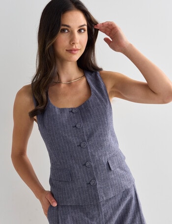 Whistle Pinstripe Waistcoat, Navy product photo