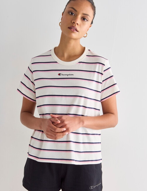 Champion Boxy Stripe Tee, White Ferrari, Navy & Strawberry product photo View 05 L