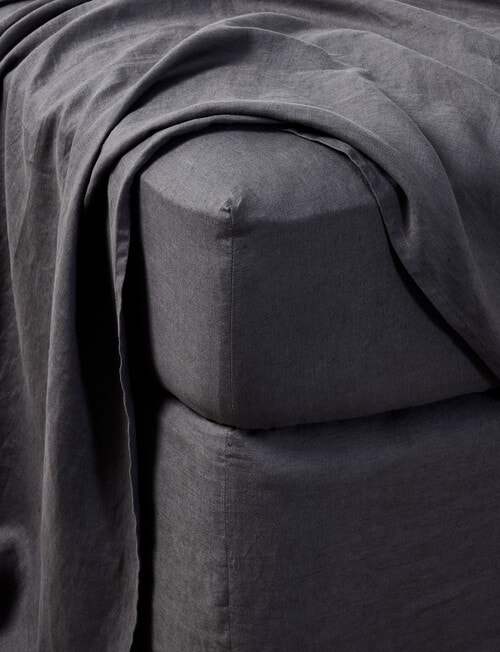 Domani Toscana Linen Fitted Sheet, Slate product photo