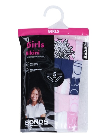 Bonds Multipack Bikini Brief, 5-Pack, Pink, Navy & Flora, 2-16 product photo