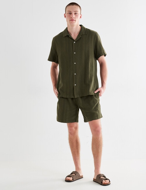 Tarnish Cotton With Touch of Linen Short, Khaki product photo View 03 L