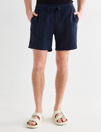 Tarnish Cotton Linen Blend Short, Navy product photo