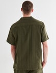 Tarnish Cotton With Touch of Linen Short Sleeve Shirt, Khaki product photo View 02 S