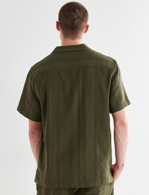 Tarnish Cotton With Touch of Linen Short Sleeve Shirt, Khaki product photo View 02 L