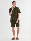 Tarnish Cotton With Touch of Linen Short Sleeve Shirt, Khaki product photo View 03 S