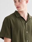 Tarnish Cotton With Touch of Linen Short Sleeve Shirt, Khaki product photo View 04 S