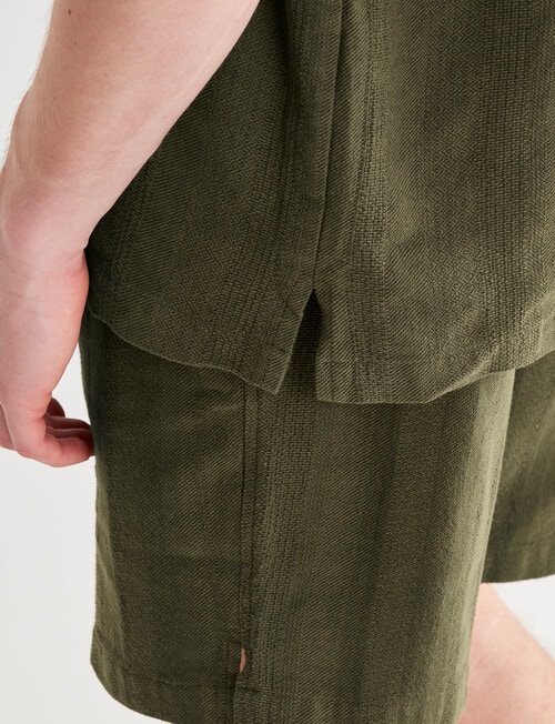 Tarnish Cotton With Touch of Linen Short Sleeve Shirt, Khaki product photo View 05 L