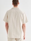 Tarnish Cotton With Touch of Linen Short Sleeve Shirt, Beige product photo View 02 S