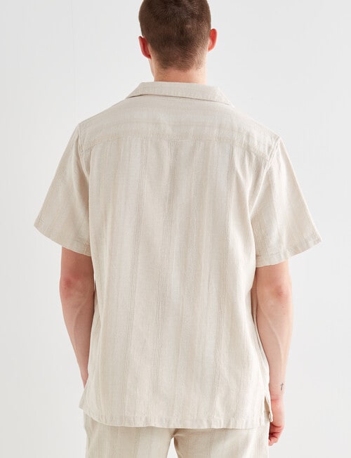 Tarnish Cotton With Touch of Linen Short Sleeve Shirt, Beige product photo View 02 L