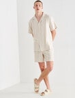 Tarnish Cotton With Touch of Linen Short Sleeve Shirt, Beige product photo View 03 S