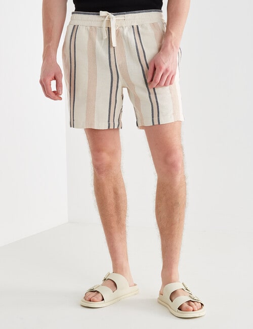 Tarnish Cotton With a Touch of Linen Short, Beige Stripe product photo