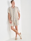 Tarnish Cotton With a Touch of Linen Short, Beige Stripe product photo View 03 S