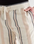 Tarnish Cotton With a Touch of Linen Short, Beige Stripe product photo View 04 S