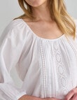 Whistle 3/4 Sleeve Cotton Detail Top, Ivory product photo View 04 S