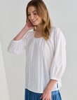 Whistle 3/4 Sleeve Cotton Detail Top, Ivory product photo View 05 S