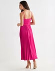 Harlow Pleated V Neck Sleeveless Midi Dress, Fuchsia product photo View 02 S