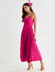 Harlow Pleated V Neck Sleeveless Midi Dress, Fuchsia product photo View 03 S