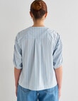 Mineral Maeve Stripe Gather Sleeve Shirt, Blue product photo View 02 S