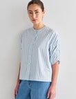 Mineral Maeve Stripe Gather Sleeve Shirt, Blue product photo View 05 S