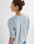 Mineral Maeve Stripe Gather Sleeve Shirt, Blue product photo View 06 S