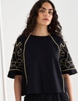 State of play Ahoy Embroidered Top, Black & Gold product photo