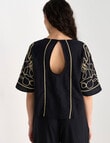 State of play Ahoy Embroidered Top, Black & Gold product photo View 02 S