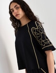 State of play Ahoy Embroidered Top, Black & Gold product photo View 04 S