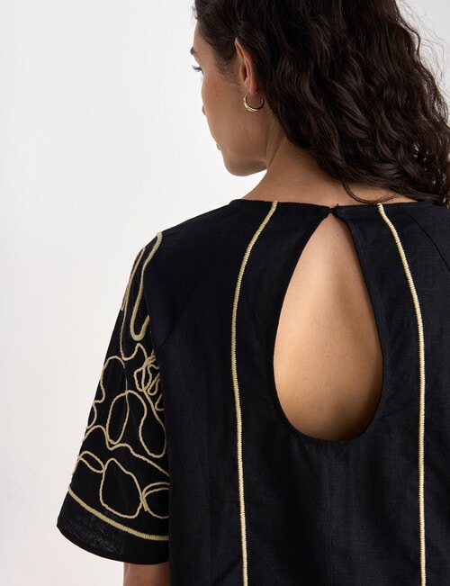 State of play Ahoy Embroidered Top, Black & Gold product photo View 06 L