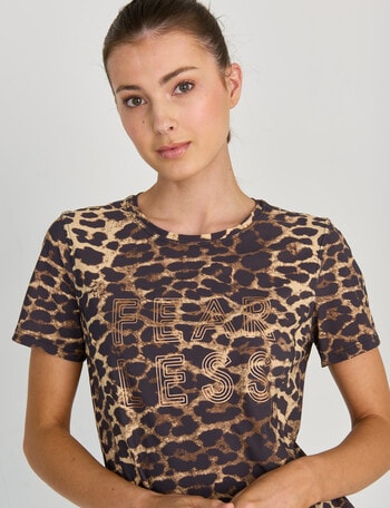 Superfit Animal Print Scoop Hem Tee, Black product photo