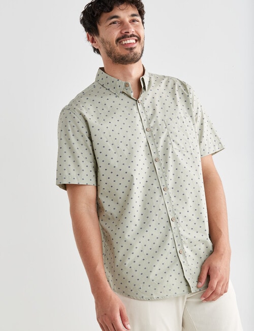 Gasoline Double Dots Short Sleeve Shirt, Sage product photo