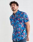 Gasoline Flamingo Short Sleeve Shirt, Navy product photo