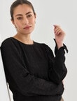 Mineral Tor Shirred Long Sleeve Top, Black product photo