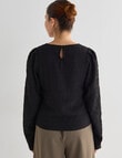 Mineral Tor Shirred Long Sleeve Top, Black product photo View 02 S