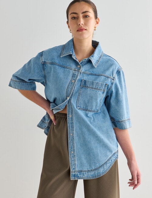 Mineral Kala Oversized Denim Shirt, Blue Wash product photo