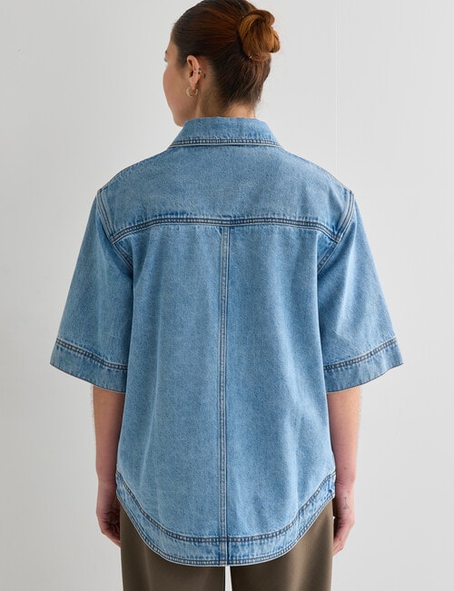 Mineral Kala Oversized Denim Shirt, Blue Wash product photo View 02 L