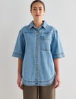 Mineral Kala Oversized Denim Shirt, Blue Wash product photo View 05 S