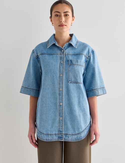 Mineral Kala Oversized Denim Shirt, Blue Wash product photo View 05 L