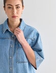 Mineral Kala Oversized Denim Shirt, Blue Wash product photo View 08 S