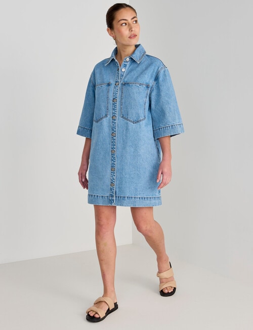 Mineral Kala Oversized Denim Shirt Dress, Blue Wash product photo View 03 L