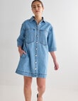 Mineral Kala Oversized Denim Shirt Dress, Blue Wash product photo View 05 S