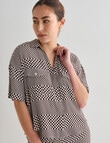 Mineral Mali Check Short Sleeve Swing Shirt, Chocolate product photo